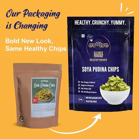 Evolve Soya Pudina Chips Healthy Snacks (Pack of 2)
