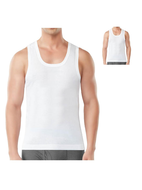 Dixcy Scott Originals Clasz Vest | 100% Combed Cotton | Men's Vest | No-Peep Neckline | Breathable, Sweat Absorbent Vest for Men | Cut Away Back Arm Hole | Innerwear for Man | Pack of 2