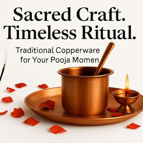 Panchpatra Pali with Plate Set in Copper for Puja