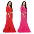 Vasthrlay Georgette Unstitched Red Pink Free Ethnic Wear
