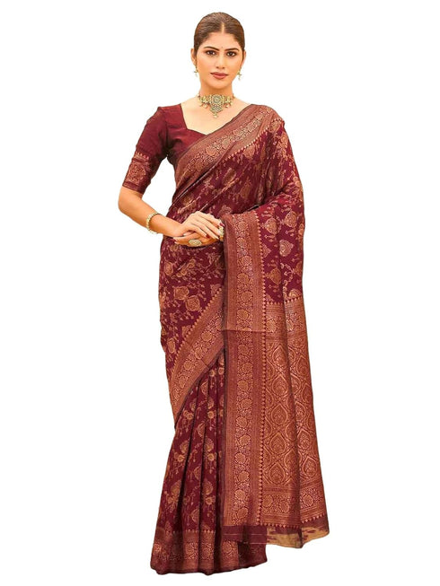 Vasthrlay Banarasi Weaving Yellow Saree