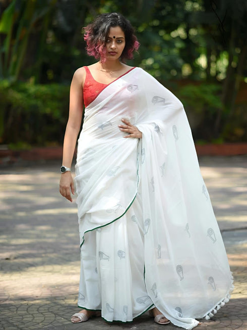 Vasthrlay Contrast Matching Unstitched Kalamkari