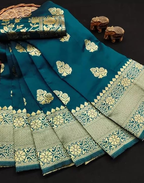 Vasthrlay Kanjivaram Banarasi Wedding Orange Saree