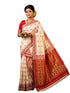 Vasthrlay Cream White Red Border Bengali Saree For Women Traditional Lal Par Sada Banarasi Silk Saree