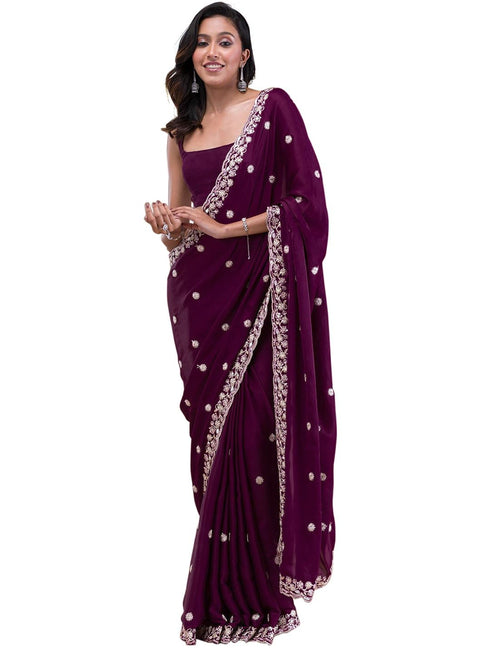 Vasthrlay Embroidery Siroski Unstitch Black Ethnic Wear