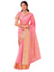 Vasthrlay Organza Jacquard Light Pink Saree With Unstitched Blouse Piece