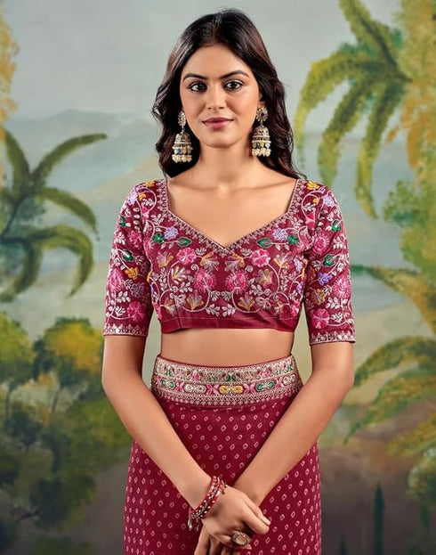 Vasthrlay Georgette Embroidery Unstitched Green Saree