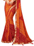 Vasthrlay Bandhani Printed Chiffon Orange Saree