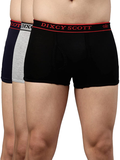 Dixcy Scott Originals Swish Trunk | Short Trunks for Men | 100% Combed Cotton | Soft, Sweat-Absorbent Waistband | C-Open Front Men's Underwear | Elasticated Leg Grip Innerwear for Man | Pack of 3