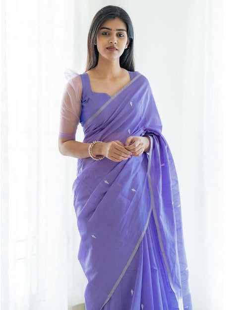 Vasthrlay Womens Jacquard Unstitched Lavender Saree