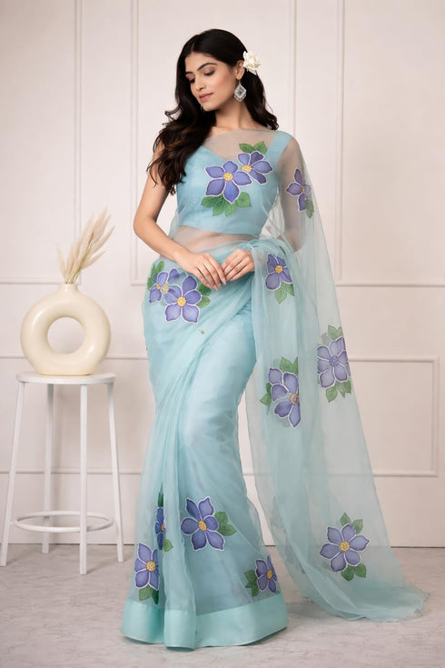 Vasthrlay Organza Painted Saree