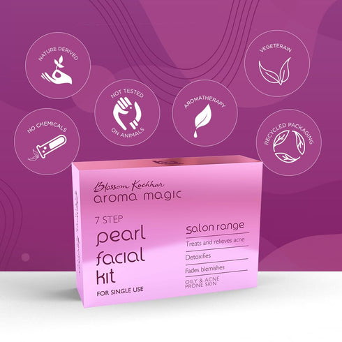 Aroma Magic 7 step Pearl Facial Kit | Anti-Acne| Pack of 1 (30g + 18ml)