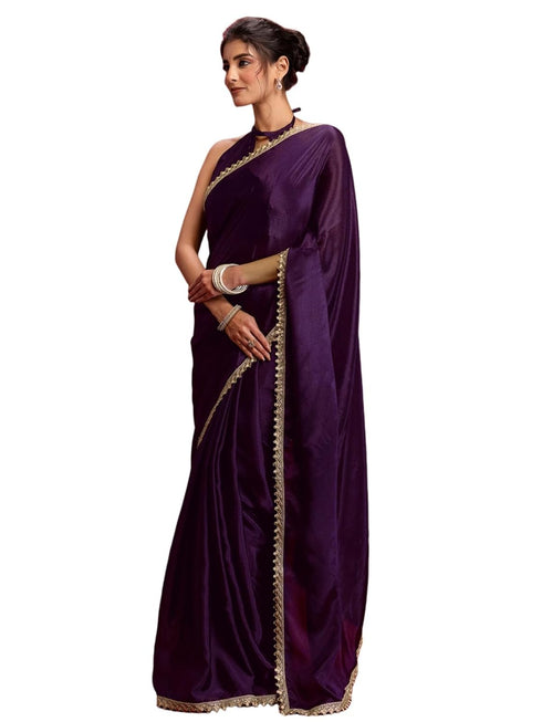 Vasthrlay Georgette Embroidery Navy Navy Blue Saree