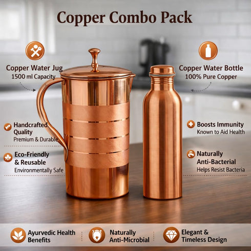 2 Litre Copper Jug & 1 Litre Bottle