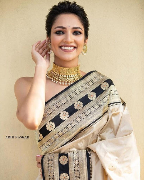 Vasthrlay Black Banarasi Saree