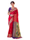 Vasthrlay Weaving Paithani Red Saree With Purple Unstitched Blouse Piece
