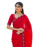 Vasthrlay Scalloped Embroidery Yellow Saree