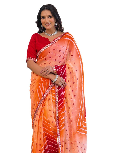 Vasthrlay Georgette Embroidery Unstitched Pink Saree