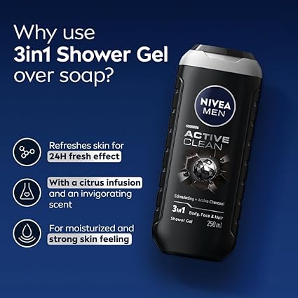 Nivea Men Active Clean Shower Gel Active Charcoal