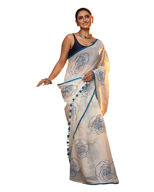 Vasthrlay Detailing Unstitched Blue Free Ethnic Wear