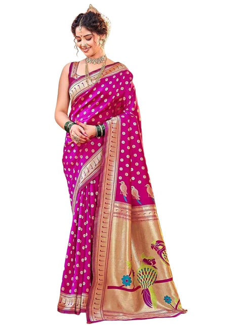 Vasthrlay Weaving Paithani Unstitched Teal Saree
