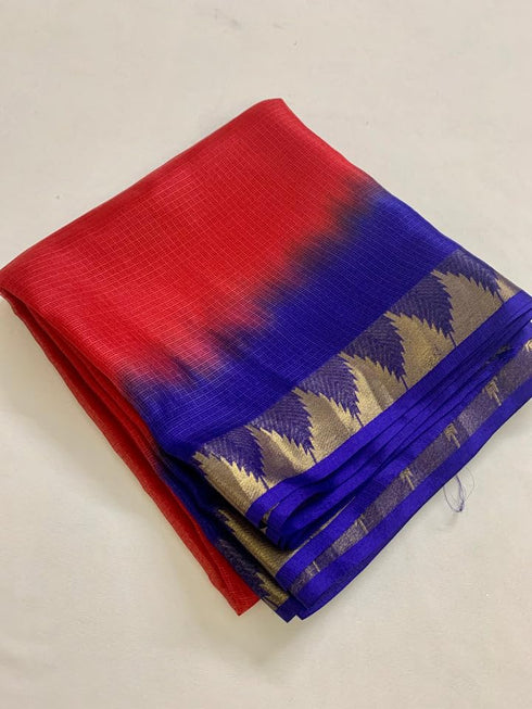 Vasthrlay Nr Handloom Bhagalpuri Running Green Orange