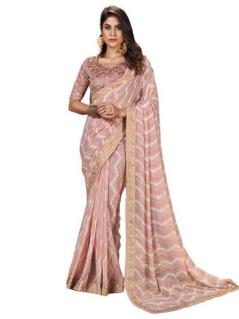 Vasthrlay Embroidery Georgette Unstitched Sky Blue Saree