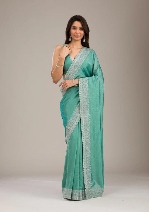 Vasthrlay Elegant Vichitra Embroidered Border