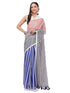 Vasthrlay Multicolour Womens Printed Linen Saree With Unstitched Blouse Piece