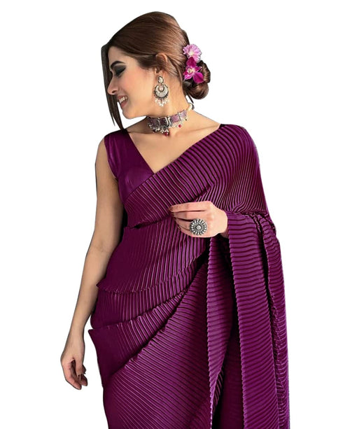 Vasthrlay Crushed Pleated Unstitched Ethnic Wear
