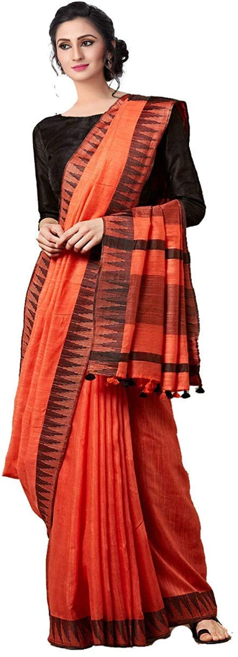 Vasthrlay Handloom Bhagalpuri Blouse Orange