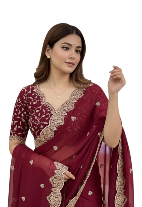 Vasthrlay Georgette Embroidered Az Ys Antya Ethnic Wear