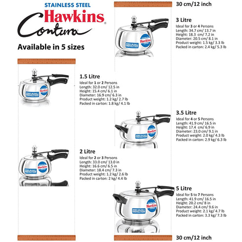 Hawkins Contura Pressure Cooker | Stainless Steel Inner Lid Cooker