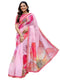 Vasthrlay Womens Printed Light Pink Saree With Unstitched Blouse Piece
