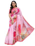 Vasthrlay Womens Printed Light Pink Saree With Unstitched Blouse Piece