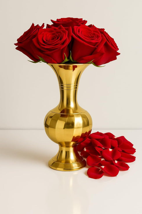 Traditional Brass Flower Vase |Set of 2| 7 Inch