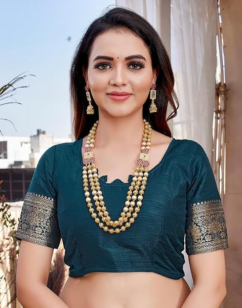 Vasthrlay Banarasi Kanjivaram Rama Blue Saree With Unstitched Blouse Piece