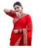 Vasthrlay Bordered Georgette Unstitched Redd Red Free Ethnic Wear