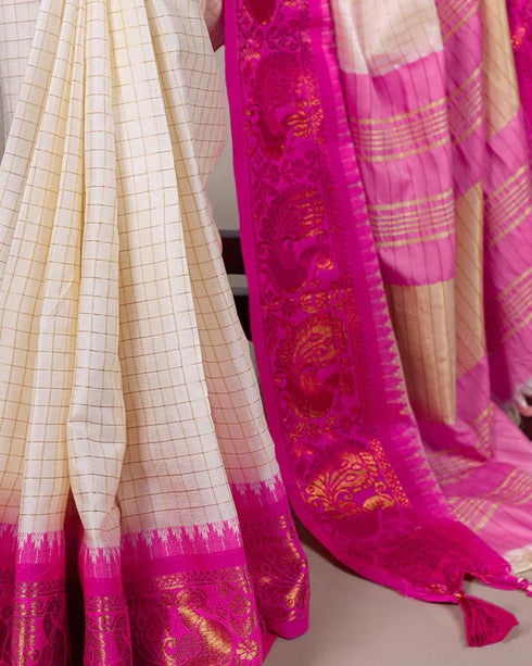 Vasthrlay Kanjivaram Saree Blouse Off White