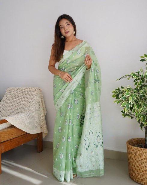 Vasthrlay White Kanjivaram Saree