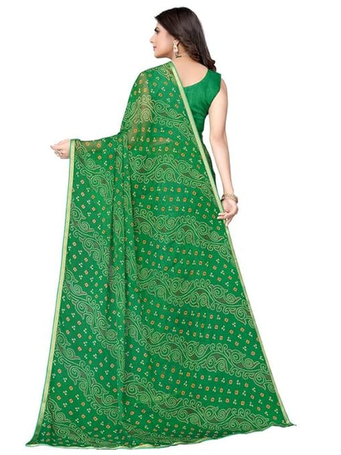 Vasthrlay Bandhani Printed Chiffon Red Saree