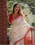 Vasthrlay White Unstitched Saree