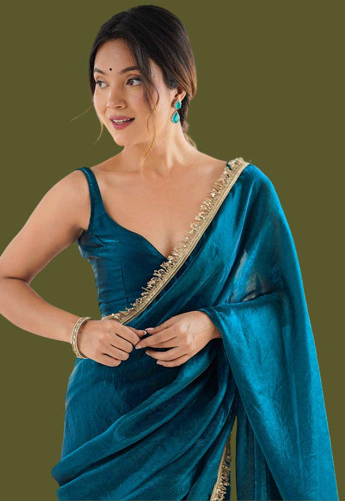 Vasthrlay Chiffon Sequins Unstitched Saree