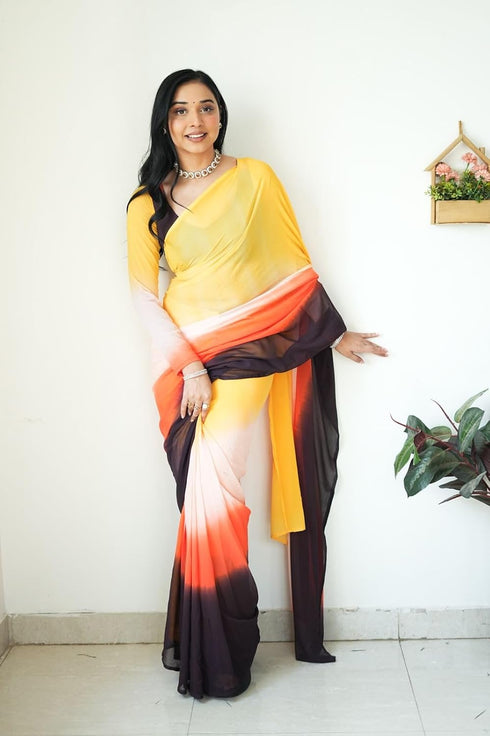 Vasthrlay Printed Georgette Unstitched Ethnic Wear