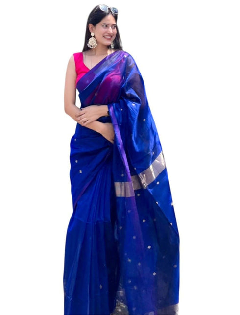 Vasthrlay Silver Unstitched Saree