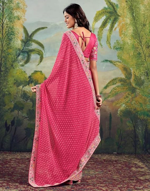 Vasthrlay Georgette Embroidery Unstitched Green Saree