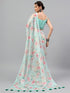 Vasthrlay Blue Sheer Spring Floral Printed Art Chiffon Saree With Unstitched Blouse