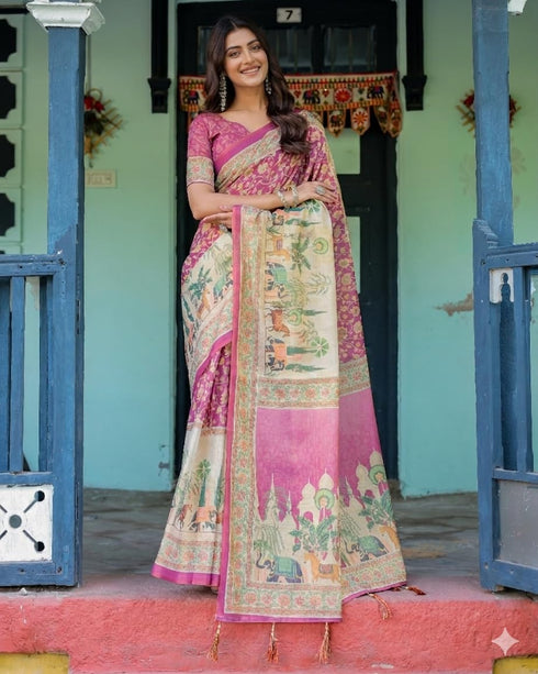 Vasthrlay Printed Handloom Designer Unstitched