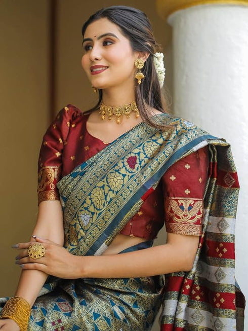Vasthrlay Banarasi Traditional Unstitched Saree