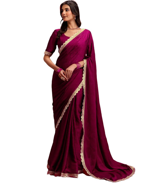 Vasthrlay Womens Unstitched Blouse Red Saree